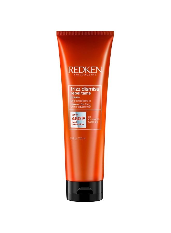 Redken Frizz Dismiss Rebel Tame Heat Protective Leave-In Cream | Hydrating Frizz Control | Anti Frizz Hair Protection | Sulfate Free | 8.5 Fl Oz, Package May Vary