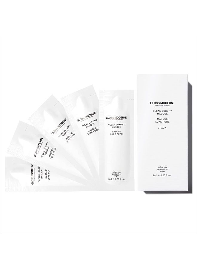 Clean Luxury Deep Conditioning Travel Masque, Hair Mask with Notes of Mediterranean Almond and Coconut Accented with Cognac, Controls Frizz and Adds Shine, 1.52 Fl Oz(Pack of 5)