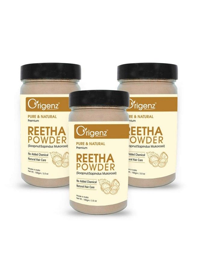 Pure Reetha Powder For Silky & Smooth Hair Scalp Care ; Natural Hair Cleanser/Shampoo ; Aritha ; Ritha ; Soapnuts ; Sapindus Mukorossi ; 100Gm Pack Of 3