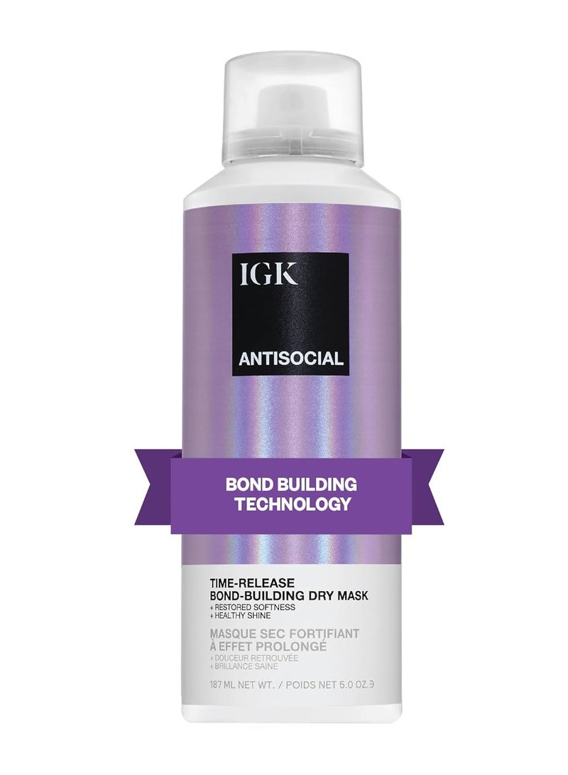 IGK ANTISOCIAL Bond-Building Dry Hair Mask | Repair + Soften + Shine | Vegan + Cruelty Free |