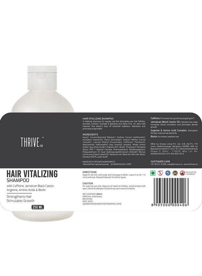 Hair Vitalizing Shampoo For Men & Women 250Ml ; Paraben & Sulfate Free Shampoo ; Daily Use Mild Shampoo For Strong Hair Healthy Growth