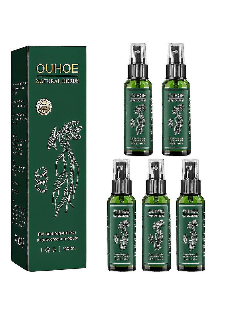 Pack Of 5 Ginseng Essence Moisturizing Hair Mist, Rapid Growth Hair Treatment 7 Day Hair Growth Serum Essence Oil Regrow, for Women & Men