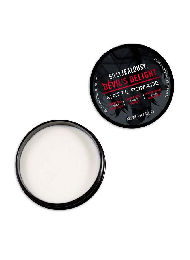 Devil Delight Matte Pomade For Men Adds Volume And Definition Strong Hold Waterbased Formula With Black Pepper Sandalwood Scent 3 Oz.