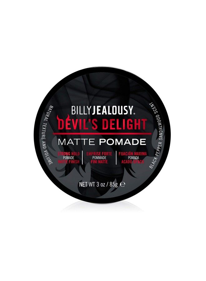 Devil Delight Matte Pomade For Men Adds Volume And Definition Strong Hold Waterbased Formula With Black Pepper Sandalwood Scent 3 Oz.