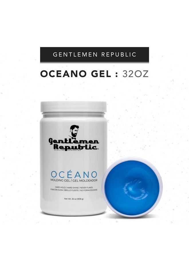 Gentlemen Republic 32Oz Oceano Gel Strong Hold And High Shine For All Hair Types 100% Alcoholfree And Easy To Apply Professional Formula With Fresh Scent