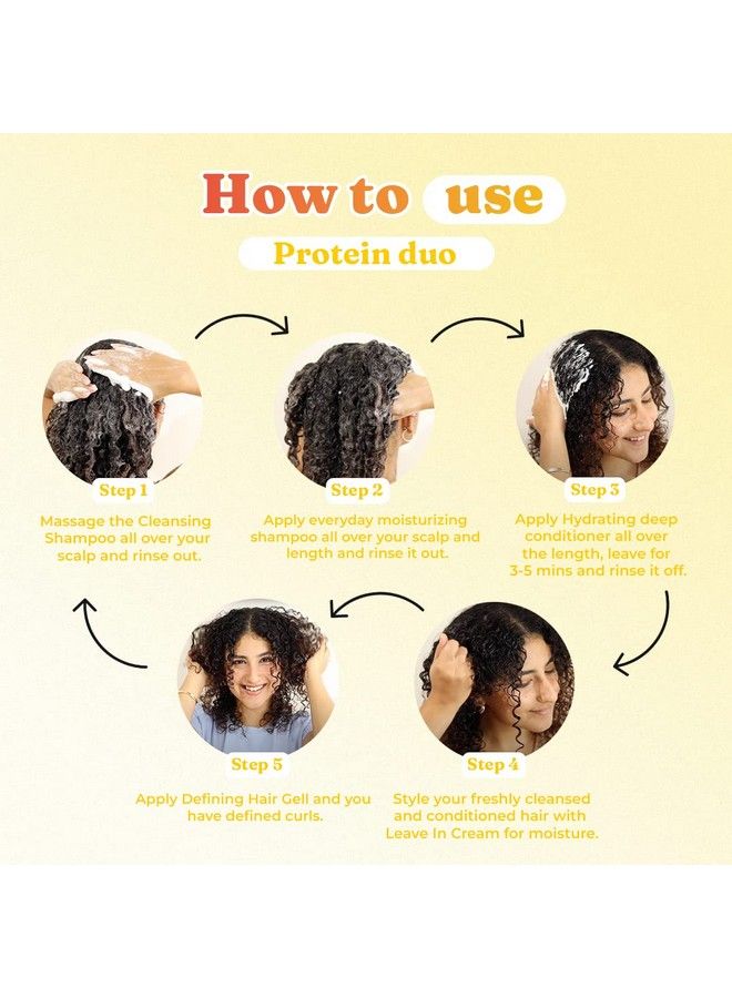 Protein Styling Duo ; Curly And Wavy Hair ; Enriched With Jojoba Seed Oil And Sunflower Oil ; Hydration And Definition; Frizz Control ; 100G Each