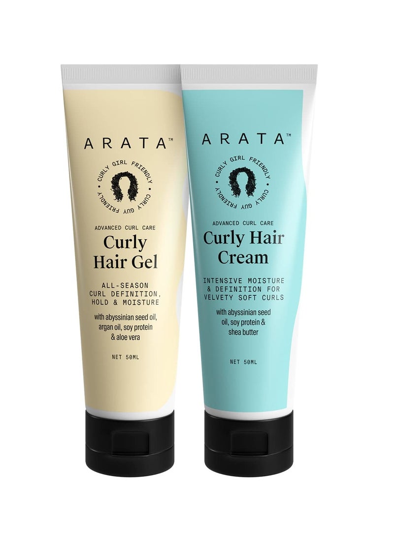 Arata Advanced Curl Care Curly Hair Cream 50ML Advanced Curl Care Curly Hair Gel 50ML Intensive Moisture All Season Curl Definition Natural Oils Protein