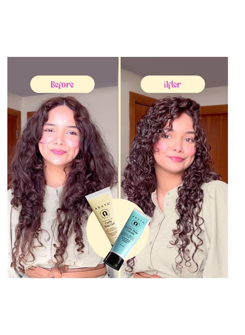 Arata Advanced Curl Care Curly Hair Cream 50ML Advanced Curl Care Curly Hair Gel 50ML Intensive Moisture All Season Curl Definition Natural Oils Protein