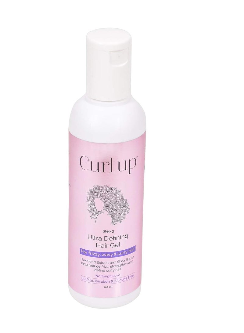 Curl Up Ultra Defining Hair Gel Strong Hold Flaxseed Hair Gel For Dry Frizzy Wavy Curly Hair Sulphate Paraben Silicone Free 200ml