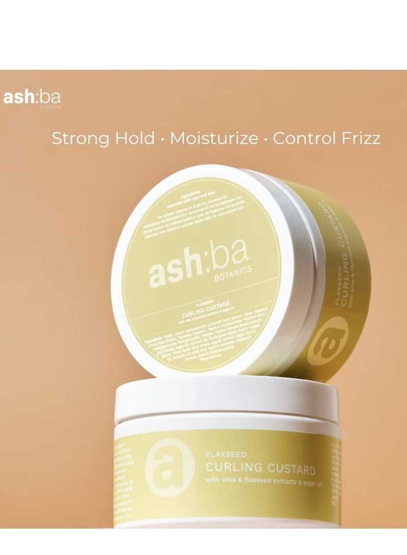 Ashba Botanics Flaxseed Curling Custard Natural Curly hair Gel for Curly Wavy Hair 200GM Excellent Hold Shine with Frizz Control