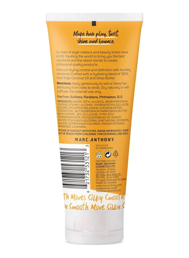 Marc Anthony Nourishing Curl Cream, Coconut Oil & Shea Butter - Anti-Frizz Biotin Detangling Cream to Enhance Curls, Defrizz, Hydrate & Adds Shine - Color Safe & Sulfate Free Styling Product