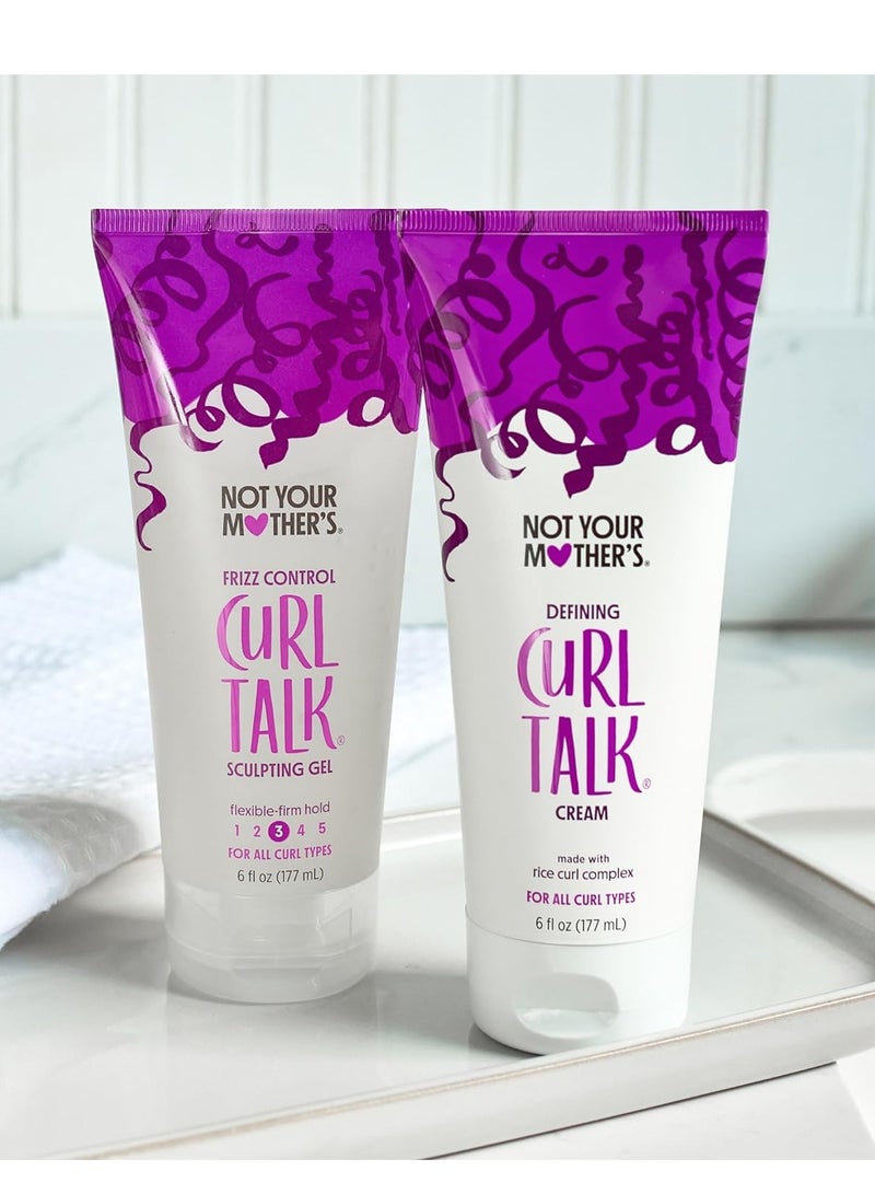 Not Your Mother's Curl Talk Frizz Control Sculpting Gel & Defining Cream (2-Pack) - 6 fl oz - Formulated with Rice Curl Complex - All Curl Types