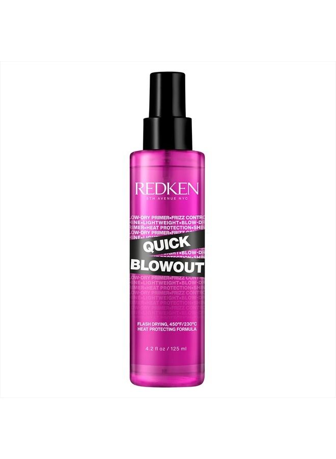 Redken Quick Blowout Heat Protection Spray | Blow Dry Primer Reduces Styling Time | Smooths & Adds Shine | Lightweight Blowdry Spray and Heat Protectant | For All Hair Types | 4.2 fl. oz.