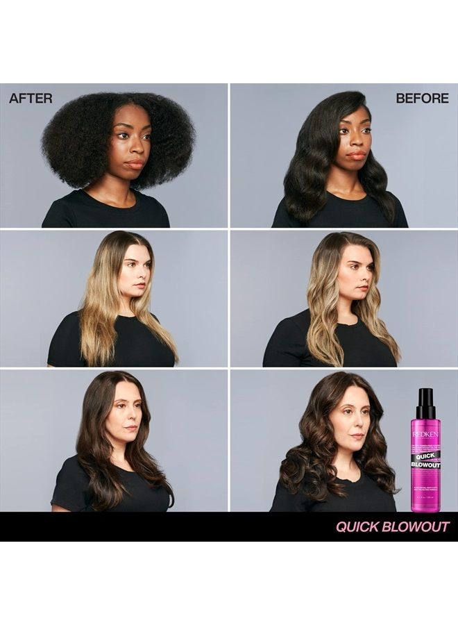 Redken Quick Blowout Heat Protection Spray | Blow Dry Primer Reduces Styling Time | Smooths & Adds Shine | Lightweight Blowdry Spray and Heat Protectant | For All Hair Types | 4.2 fl. oz.