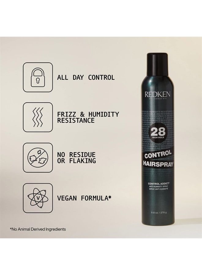 Redken Control Hairspray 28 | Extra High-Hold Hair Spray | Flake-Free, Quick-Drying Finish | Long-Lasting Frizz Protection | Humidity Resistance | 24 Hour Style Control | For All Hair Types | 10.5 Oz