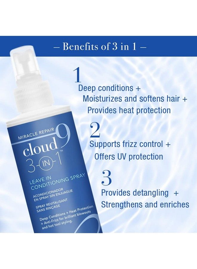 Cloud 9 Miracle Repair 3In1 Heat Protectant And Leavein Conditioning Spray 8.5 Oz | For Brilliant Blowouts And Antifrizz Hair | Restore Shine And Strengthening For All Hair Types