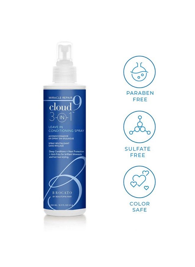 Cloud 9 Miracle Repair 3In1 Heat Protectant And Leavein Conditioning Spray 8.5 Oz | For Brilliant Blowouts And Antifrizz Hair | Restore Shine And Strengthening For All Hair Types