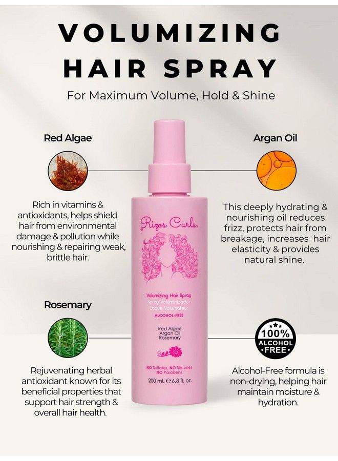 New Alcoholfree Volumizing Hair Spray For Curly Hair Sulfatefree Frizzfree With Red Algae Longlasting Flexible Hold Spray Parabenfree Siliconefree Vegan And Crueltyfree