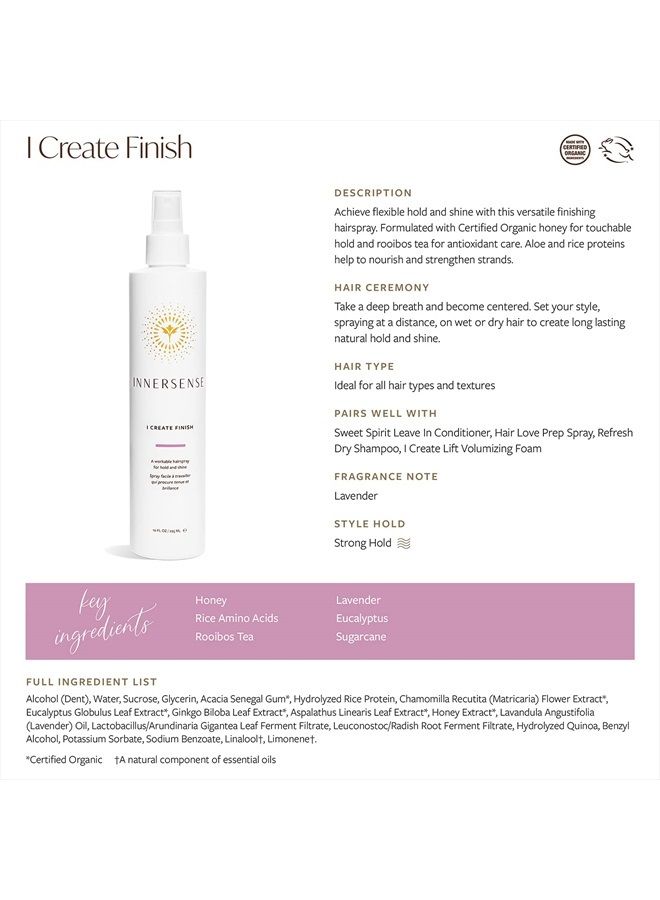 Organic Beauty - Natural I Create Finish Finishing Spray | Non-Toxic, Cruelty-Free, Clean Haircare (10 fl oz)