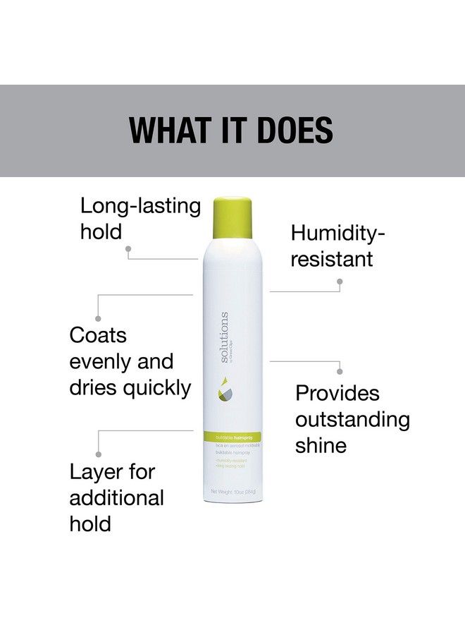 Solutions Buildable Hairspray 10Oz | Protects Against Humidity | Provides Longlasting Hold & Shine | For All Hair Types