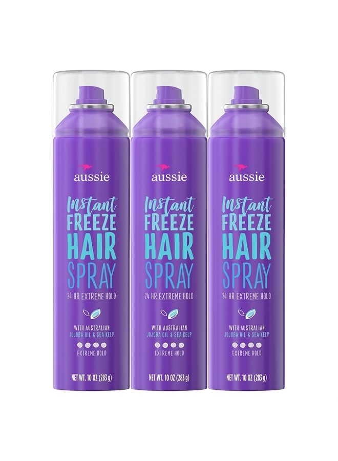 Instant Freeze Hairspray with Jojoba & Sea Kelp, Strong Hold, 10.0 oz, Triple Pack