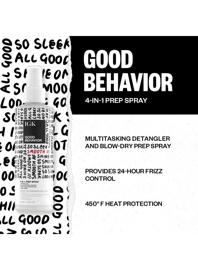 GOOD BEHAVIOR 4-in-1 Prep Spray | Leave In + Detangle + Heat Protectant | Vegan + Cruelty Free | 7 Oz