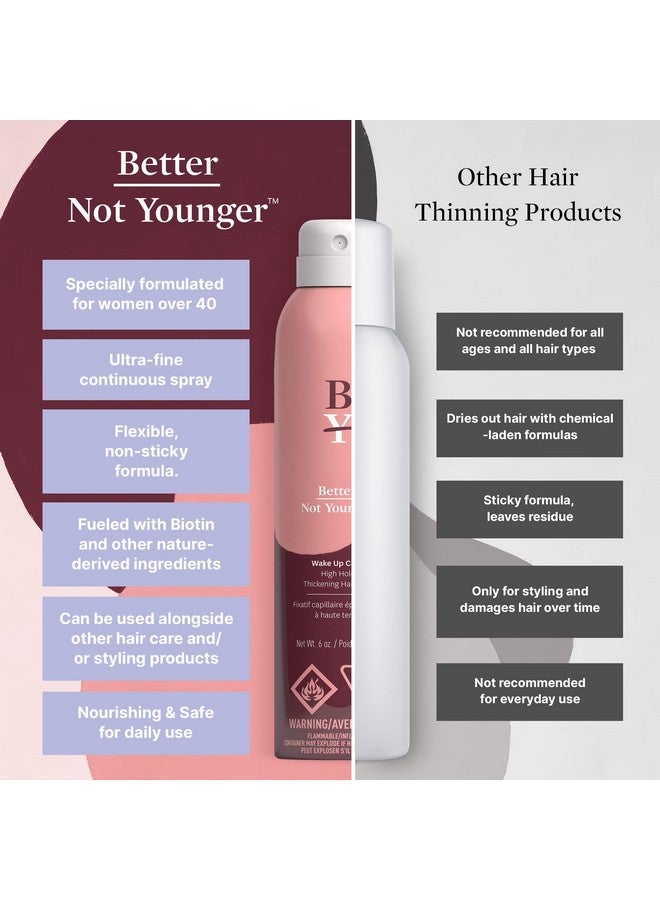 Etter Not Younger Wake Up Call High Hold Hair Thickening Spray 6 Fl.Oz. Instant Volumizing Spray With Biotin Volumizing Hairspray For Women Over 40 Hair Spray For Fine Hair