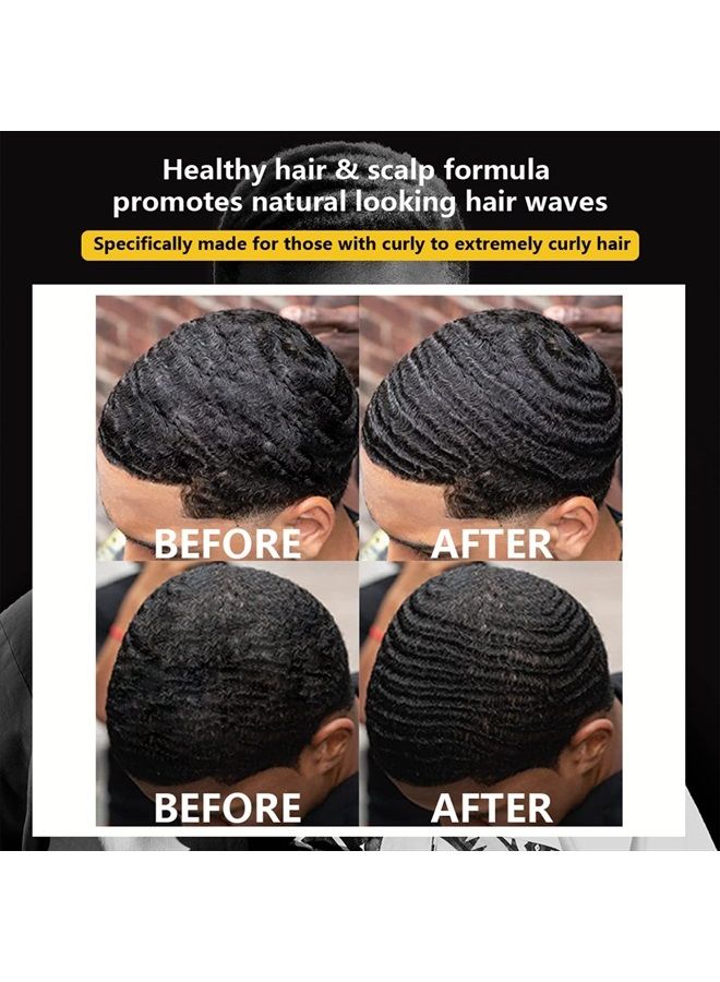 Natural Wave Pomade for Men Strong Hold, Easy Wash 360 Wave Training Hair Cream, Waves Grease for Men Promotes Layered Waves, Moisture, Control and Silky Shine (Wave Pomade+Wave Brushes*2+ Silky Durag