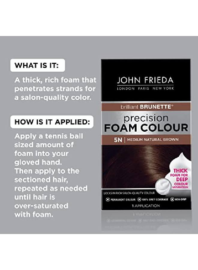 Precision Foam Color, Medium Natural Brown 5N, Fullcoverage Hair Color Kit, With Thick Foam For Deep Color Saturation