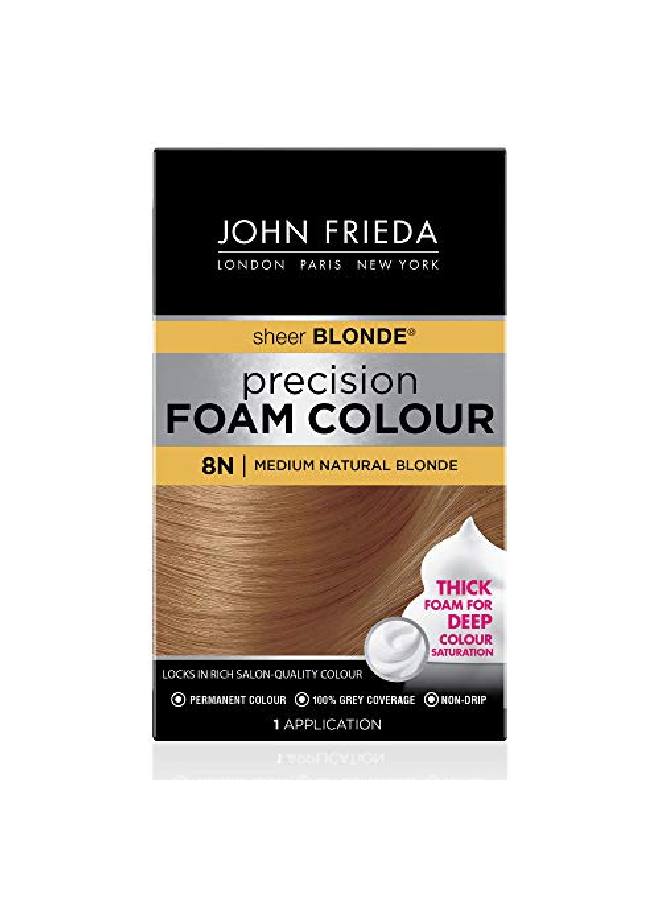 Precision Foam Color Medium Natural Blonde 8N Fullcoverage Hair Color Kit With Thick Foam For Deep Color Saturation