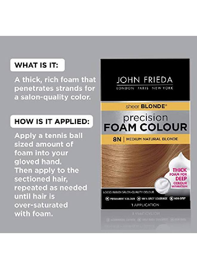 Precision Foam Color Medium Natural Blonde 8N Fullcoverage Hair Color Kit With Thick Foam For Deep Color Saturation