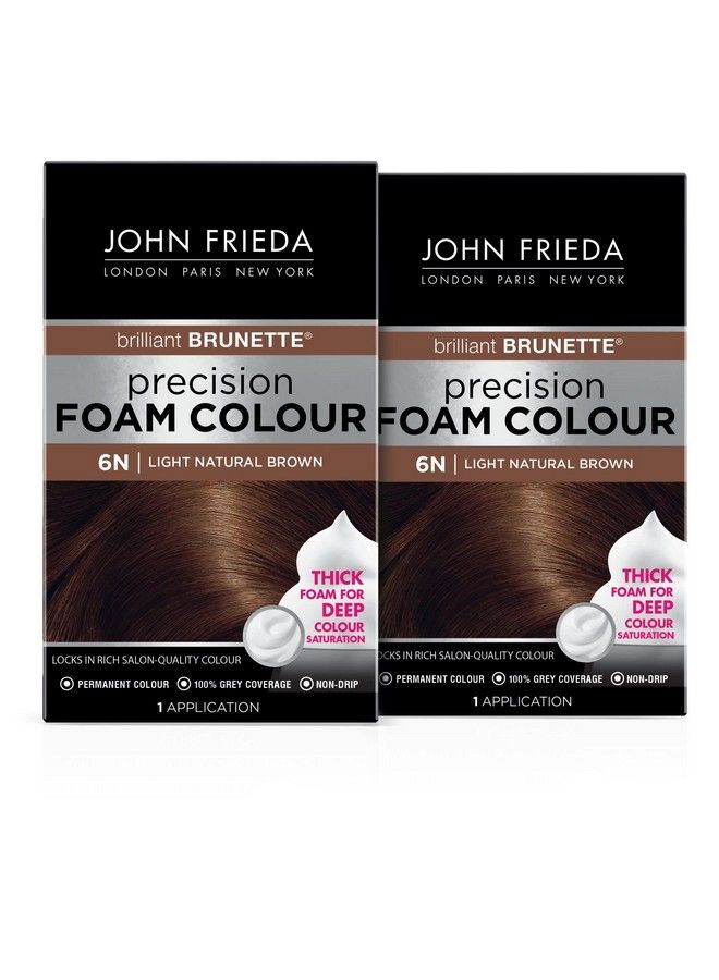 Precision Foam Hair Color Light Natural Brown 6N Fullcoverage Hair Color Kit With Thick Foam For Deep Color Saturation (Pack Of 2)