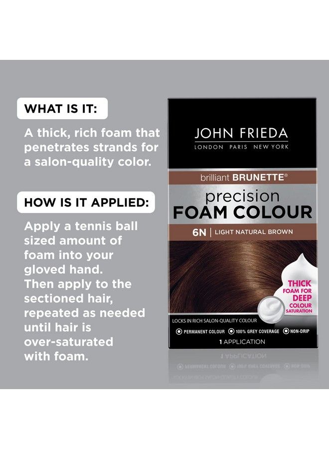 Precision Foam Hair Color Light Natural Brown 6N Fullcoverage Hair Color Kit With Thick Foam For Deep Color Saturation (Pack Of 2)