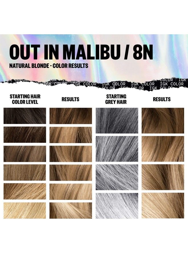 Permanent Color Kit Out In Malibu Natural Blonde 8N | Easy Application + Strengthen + Shine | Vegan + Cruelty Free + Ammonia Free | 4.75 Oz