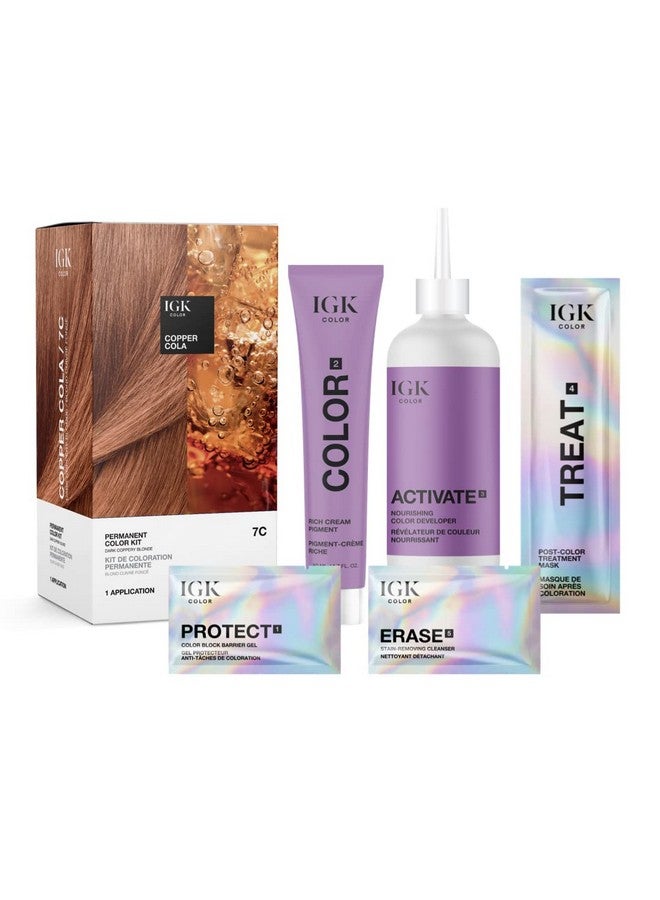 Gk Permanent Color Kit Copper Cola Dark Coppery Blonde 7C ; Easy Application + Strengthen + Shine ; Vegan + Cruelty Free + Ammonia Free ; 4.75 Oz