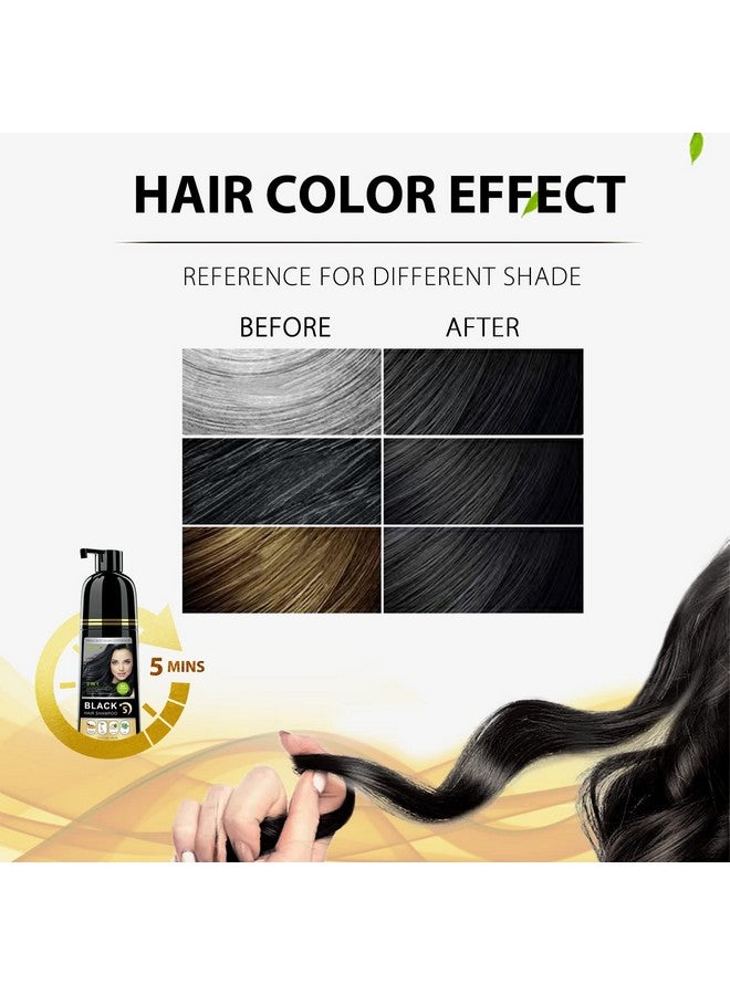 Instant Black Hair Shampoo 3 In 1 Natural Black Hair Dye Shampoo With Herbs Cover Greys Hair For Men & Women Permanent Black Hair Color Ammonia Free Herbal Black Hair Dye 400Ml (Black)