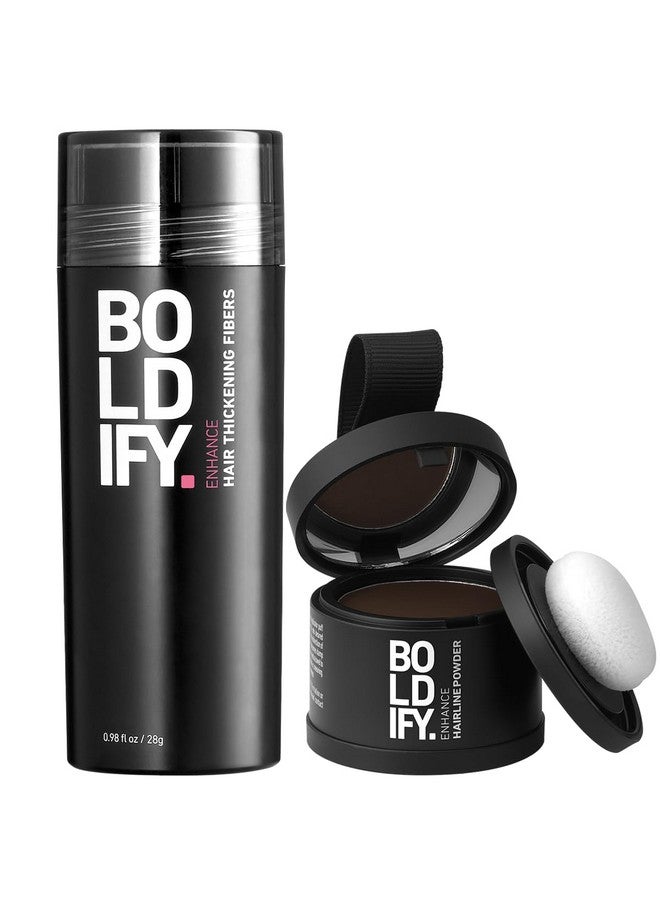 E Powder (Dark Brown) + Hair Fiber (Dark Brown) Boldify Bundle That Instantly Conceals Hair Loss Hair Powder For Thinning Hair Root Cover Up