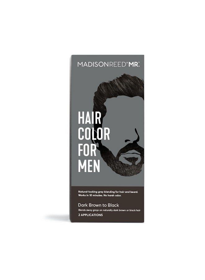 Mr. Hair Color For Men Dark Brown To Black Demipermanent Hair Dye Reduces Grays In 15 Minutes For Hair & Beard Nourishing & Strengthening Keratin & Argan Oil 2 Applications