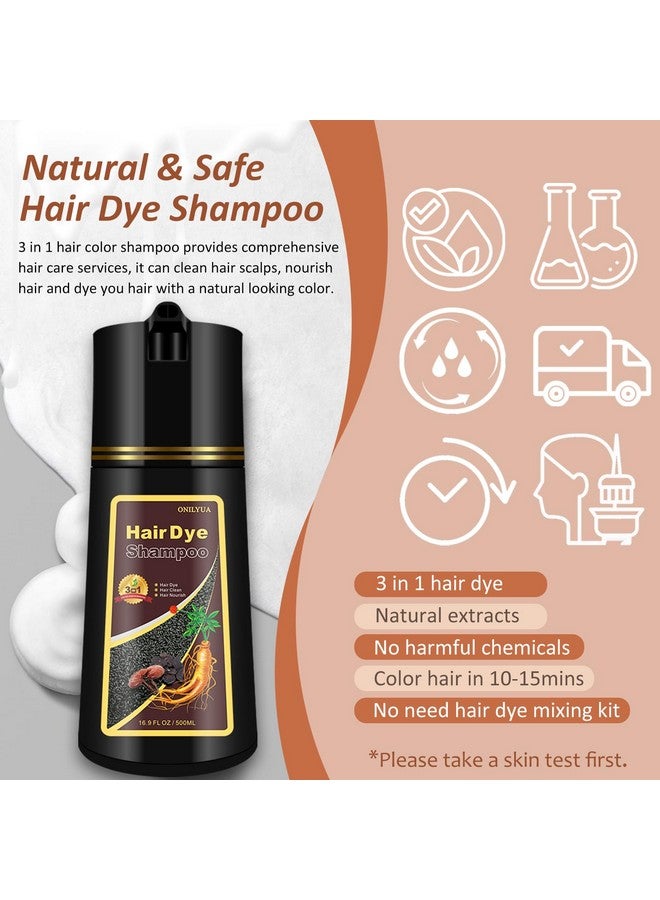 Chestnut Brown Hair Dye Shampoo 3 In 1 Hair Color Shampoo Brown For Men & Women Hair Colors In Minutes Longlasting Hair Dye Shampoo For 100% Gray Hair Coverage Hair Dye 500Ml (Chestnut Brown)