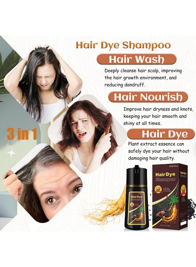 Chestnut Brown Hair Dye Shampoo 3 In 1 Hair Color Shampoo Brown For Men & Women Hair Colors In Minutes Longlasting Hair Dye Shampoo For 100% Gray Hair Coverage Hair Dye 500Ml (Chestnut Brown)