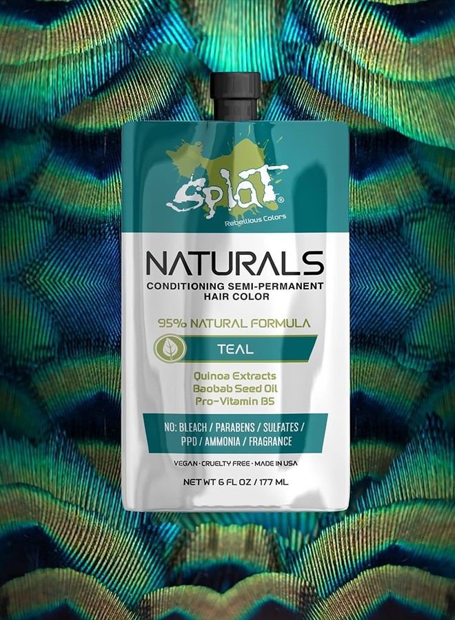 Naturals, Semi-Permanent Teal Hair Dye : 100% Vegan, Cruelty-Free, No Bleach Required, Free of Ammonia, PPD, Parabens & Sulfates - 6 Oz