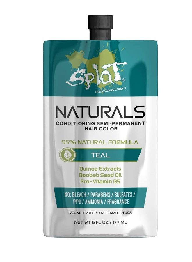 Naturals, Semi-Permanent Teal Hair Dye : 100% Vegan, Cruelty-Free, No Bleach Required, Free of Ammonia, PPD, Parabens & Sulfates - 6 Oz