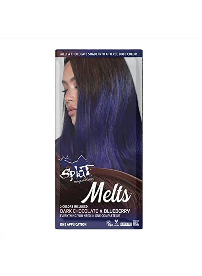 SPLAT MELTS COMPLETE KIT WITH BLEACH AND 2 SEMI-PERMANENT HAIR COLORS (Blueberry & Dark Chocolate)