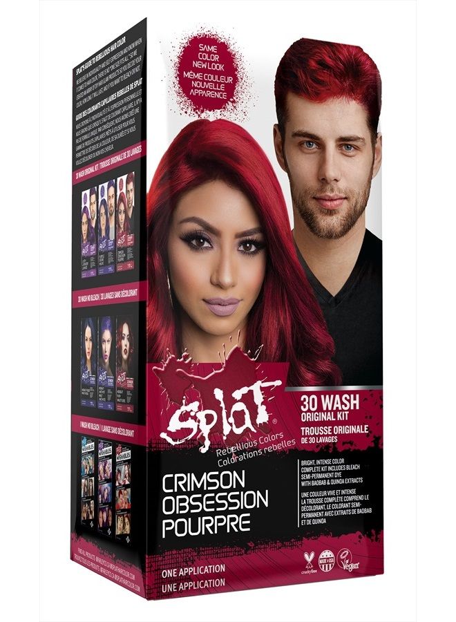 Crimson Obsession Original Complete Hair Dye Kit - Semi Permanent, Vegan, & Cruelty-Free