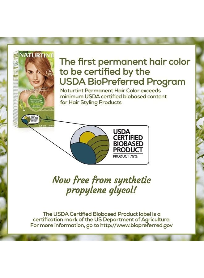 Permanent Hair Color 8C Copper Blonde (Pack of 6), Ammonia Free, Vegan, Cruelty Free, up to 100% Gray Coverage, Long Lasting Results