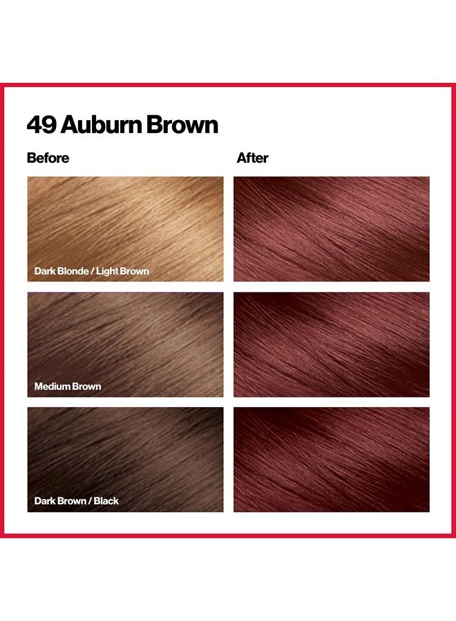Revlon Colorsilk Beautiful Color, Permanent Hair Dye with Keratin, 100% Gray Coverage, Ammonia Free, 49 Auburn Brown