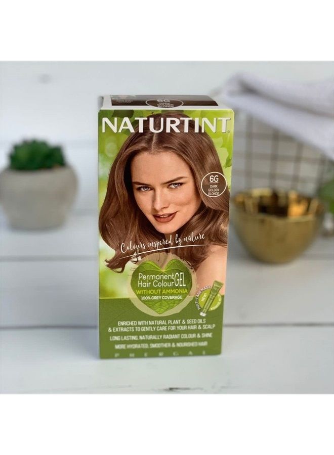 Permanent Hair Color 6G Dark Golden Blonde (Pack of 1), Ammonia Free, Vegan, Cruelty Free, up to 100% Gray Coverage, Long Lasting Results