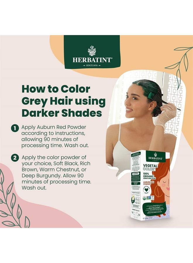 Henna Color Organic Hair Dye - Vegan Henna Powder & Herbal Formula - Deep Burgundy - 3.5oz