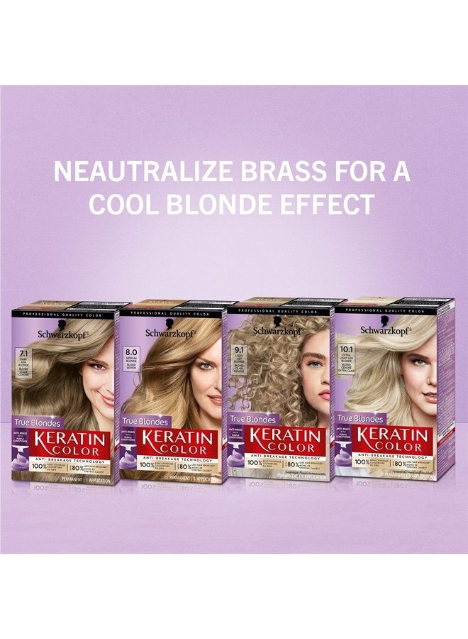 Keratin Color Permanent Hair Color Cream, 9.1 Light Ash Blonde, 1 Kit