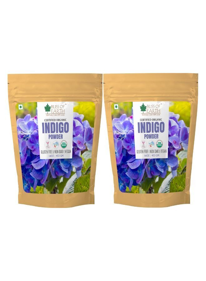 Organic Indigo Powder 453GM For Hair Black Organic Hair Dye make your hair dark and shine Pack of 2